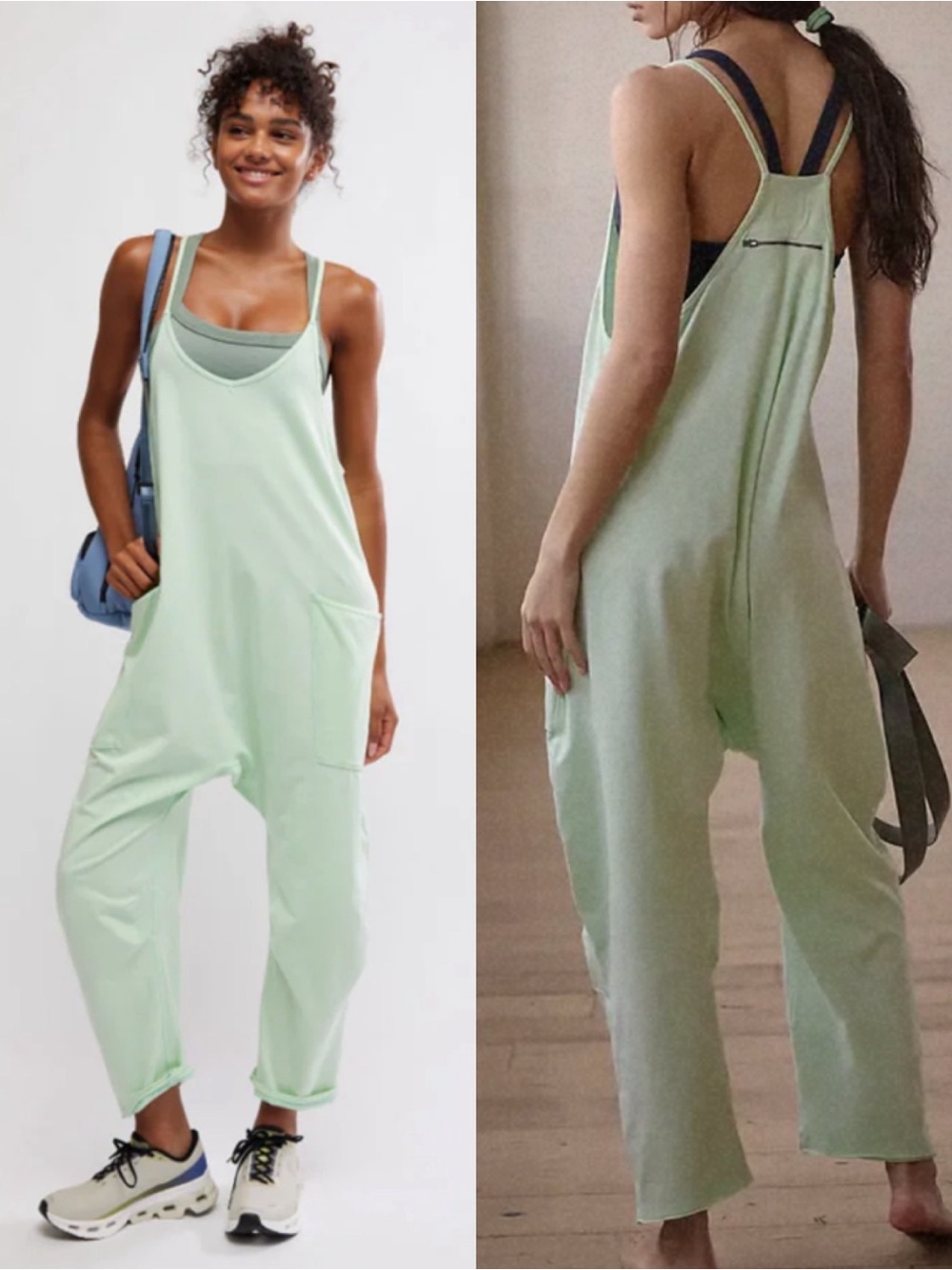 Free People Movement Hot Shot Onesie Jumpsuit Pistachio Green Lounge Athleisure